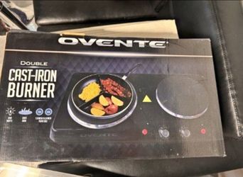 NIB! Ovente Double Cast-Iron Burner (BGS102B) .. Portable Countertop Cooktop, Metal