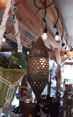 Vintage Moroccan Hanging Brass Light- Located in Shelton