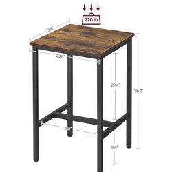 Bar Table, Sturdy Metal Frame Kitchen Dining Table, High Top Pub Table, Height Cocktail Table