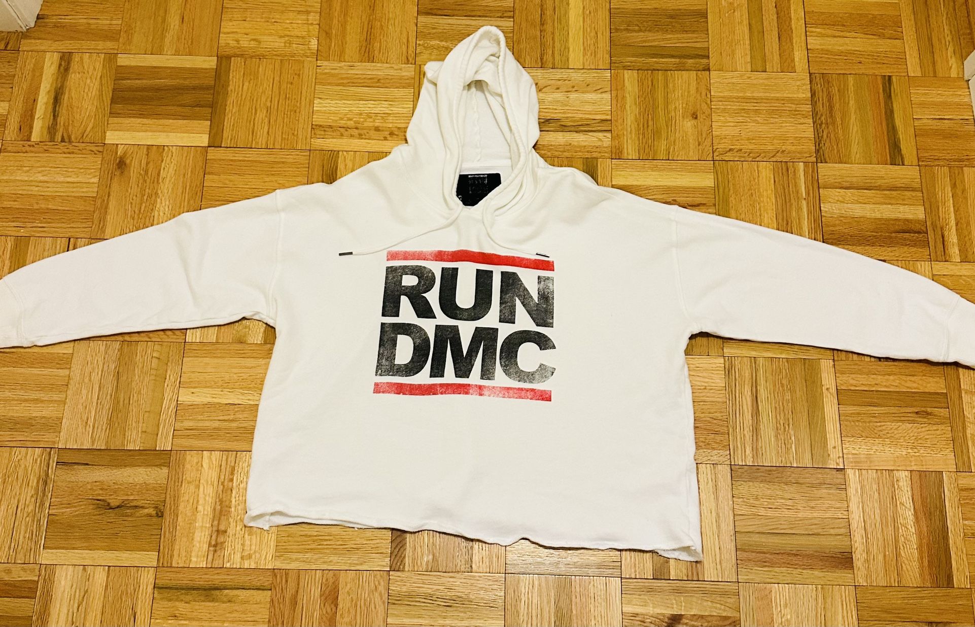 RUN DMC White Hoodie Sweater Y2K Large