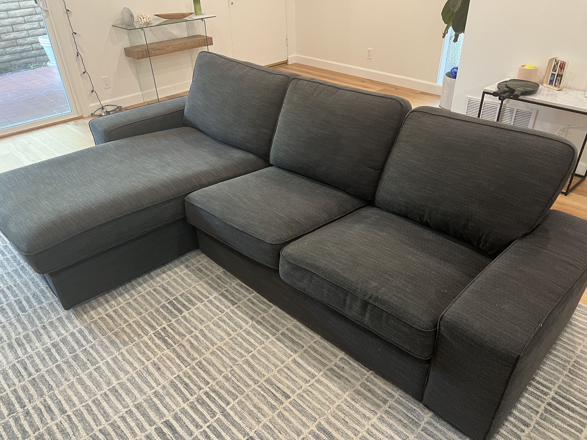IKEA KIVIK Sectional Sofa with Chaise (Dark Blue/Gray)