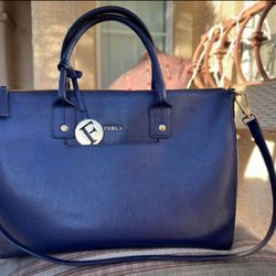 FURLA Handbag Tote Bag Business Bag Dark Blue
