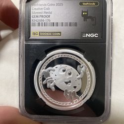 VeeFriends 2025 Creative Crab Silvered GEM PROOF NGC (contact info removed)-176 Medal