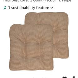 Chair Cushion Crushed Memory Foam Pads Premium Slip Non Skid Microdot Rubber Back Tufted 16" x 16" x 3.25" Thick Seat Cover, 2 Count 
