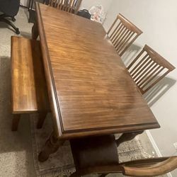 Dinning Table (4 Chairs 1 Bench)