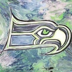 💚💙💚Hand Painted Seattle Seahawks Stretched Canvas 8X10in