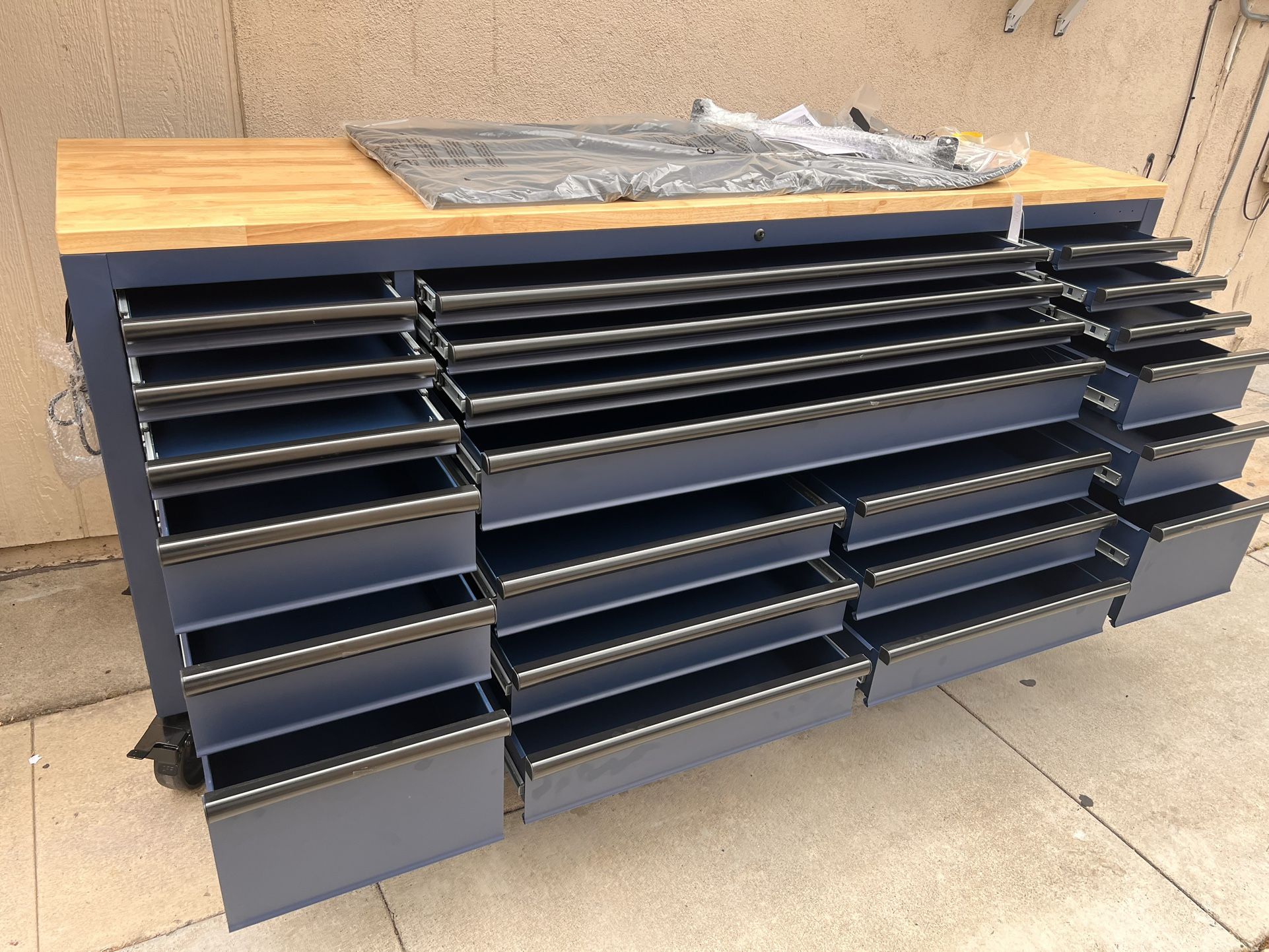 Husky HD 84 In . X 24 In . D 22-Drawer Matte Blue Mobile Workbench