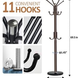 Modern Freestanding Coat Rack with Marble Base – 11 Hooks – $25 Firm  📍 Pickup: S. Durango & 215 near IKEA  Brand new modern coat rack with heavy mar