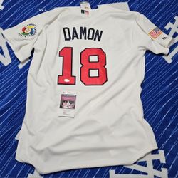 NWT 2006 WBC Johnny Damon Autographed Majestic Jersey, Size 50 (JSA COA)