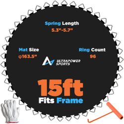 Trampoline Mat Replacement 14 FT Trampoline Replacement Mat 14FT Replacement Trampoline Mat 72/84/88 Rings Jumping Mat for 5.5“ 5.3"-5.7" Springs 8 Ro