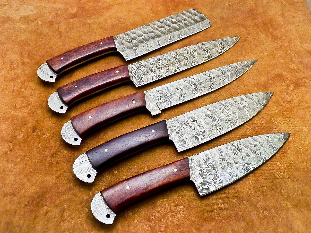 Handmade Damascus Steel 5 Piece Chef Knife Set