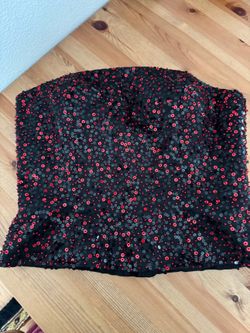 Zola Evening Black Sequin Strapless Top - Size 8 - New without Tags