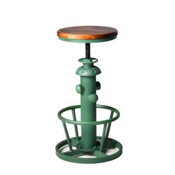 Barstool Antique Industrial Round Bottom Chair Adjustable Height Retro Vintage Water Pipe Design Barstool with Wooden Top