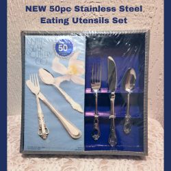 NEW 50pc STAINLESS STEEL EATING UTENSILS SET