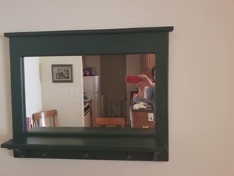 Green Wooden Shelf w/mirror