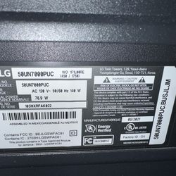 LG 50” 4K Smart TV – Model 50UN7000PUC