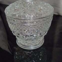 Vintage Irish Wexford, Ireland.  Early 20th Century Small Glass Lidded Candy Dish, Sugar Dish