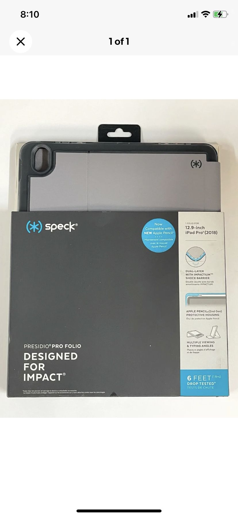 Speck Presidio Pro Folio Case for Apple iPad Pro 12.9" (2018) Filigree Grey