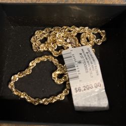 14K GOLD Solid Rope Chain 22 IN