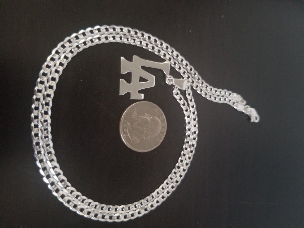 Cadena y Dije LA plata 925 Mex / Sterling Silver Chain And LA Pendant 