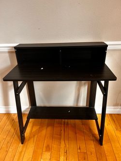 Black Computer Desk with Hutch Shelf