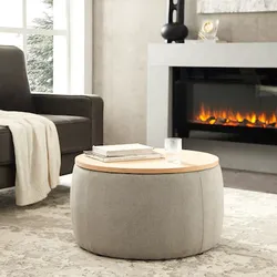 2-in-1 round storage ottoman