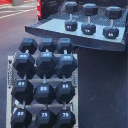 BLACK FRIDAY & SAVE $$.  Hex Dumbells SET  75s To 100s. Delivery For Extra

( 1050 POUNDS TOTAL)$900 

NOT SOLD SEPARATELY 