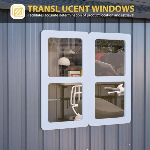 12x10 FT Outdoor Storage Shed Metal, Large Garden Tool Sheds Outdoor with Lockable Doors, Waterproof Steel Utility Storage Building, Heavy Duty Equipm