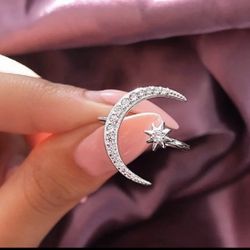 White Gold Plated Crescent Ring