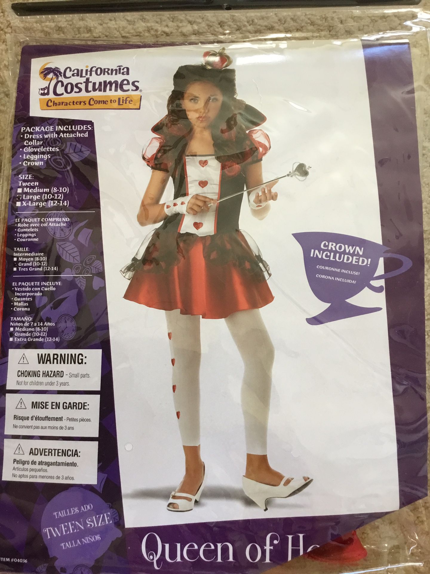 Queen of Hearts costume Sz 10-12 Complete