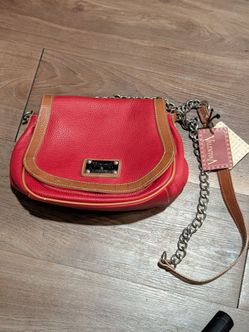 Valentina Italia Red Pebbled Leather Crossbody Bag Made in Italy
