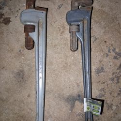 Two 24 Inch Heavy Duty Pipe Wrenches