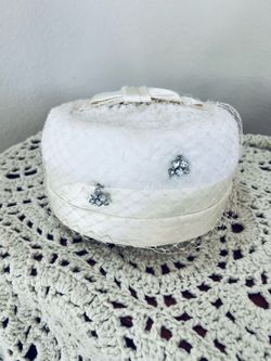 Vintage White Pillbox Hat with Veil