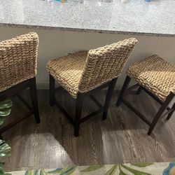 4 Rattan Counter Height Chairs