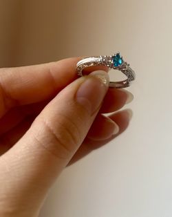New Sterling Silver Ring With Blue Teardrop Stone