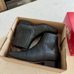MENS SIZE 10 - Black Grasso Leather Charro Ankle Boots // Botines Charros de Cuero Grasso Negro 