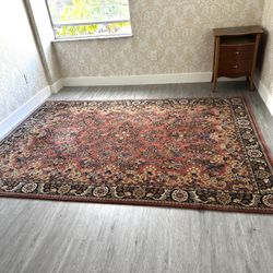 Rich Red Field With Black , White Flowers Rug 