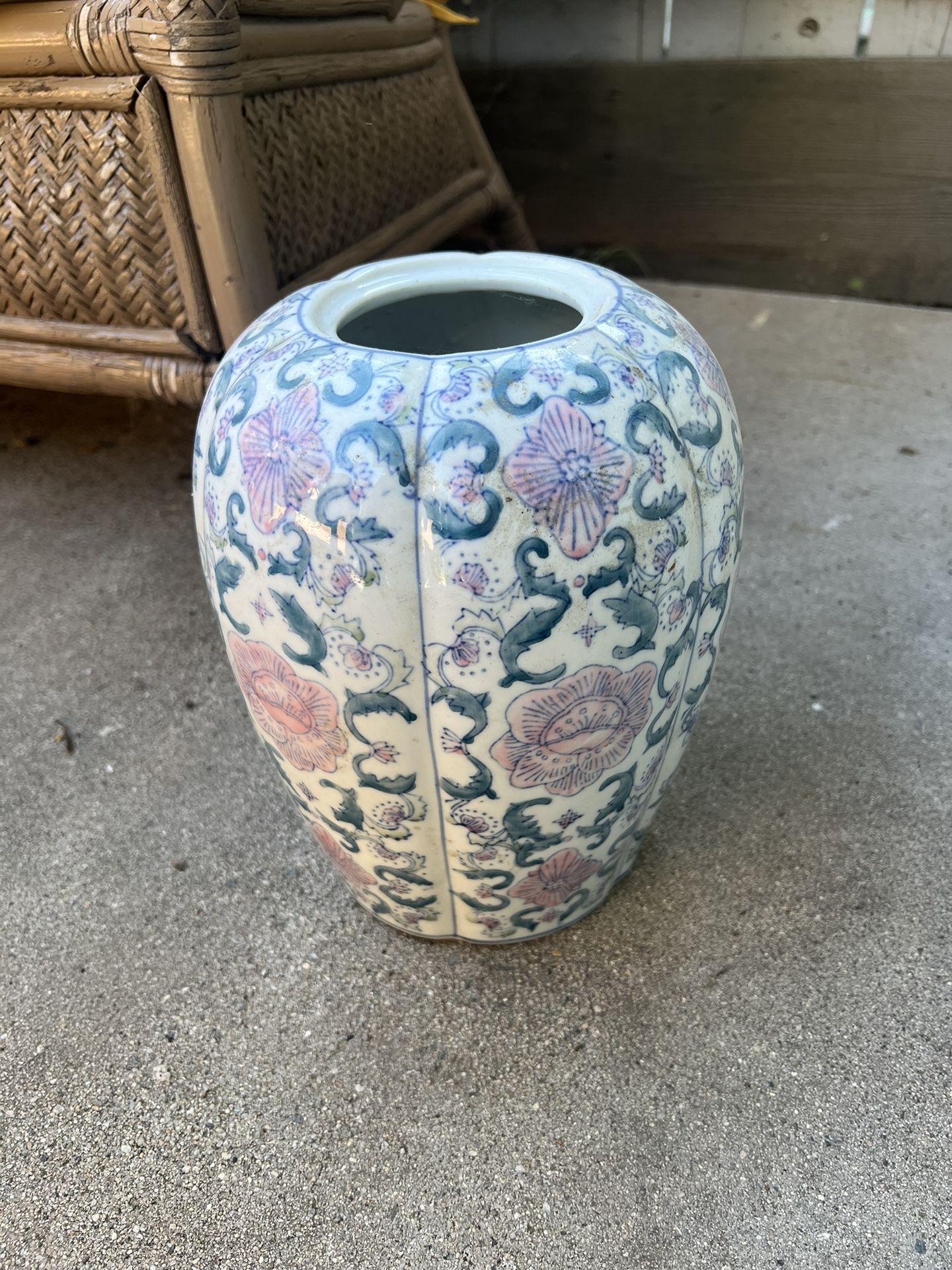 Vintage Vase Plant Holder Chinese Art Hand painted