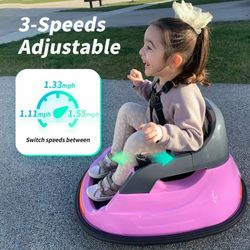 New Hikiddo 12V Kids Car, Electric Baby Bumper Car for Toddlers with Remote Control, 3 Speeds - Light Pink  New in box JC301 * SAFETY FIRST: Hikiddo t