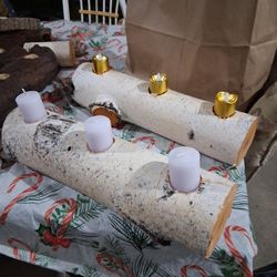 White Birch Rustic Candle holder 