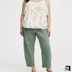 High-Rise Twill Barrel Pant