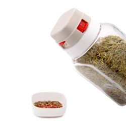 Sysler Multi-Spout Glass Spice Jar Salt Pepper Shaker Container w/ Measurement Cap