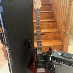 Yamaha Pacifica Guitar w/ Hardshell Case, Fender Amp