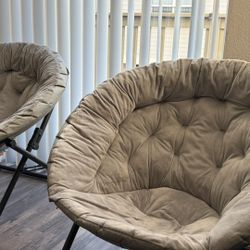 Folding Faux Fur Saucer Chair Set Of 2