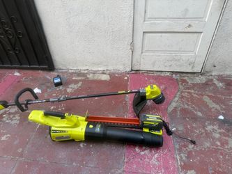 Rioby straight shaft trimmer +blower + headge trimmer,fast charger & 6h battery $370