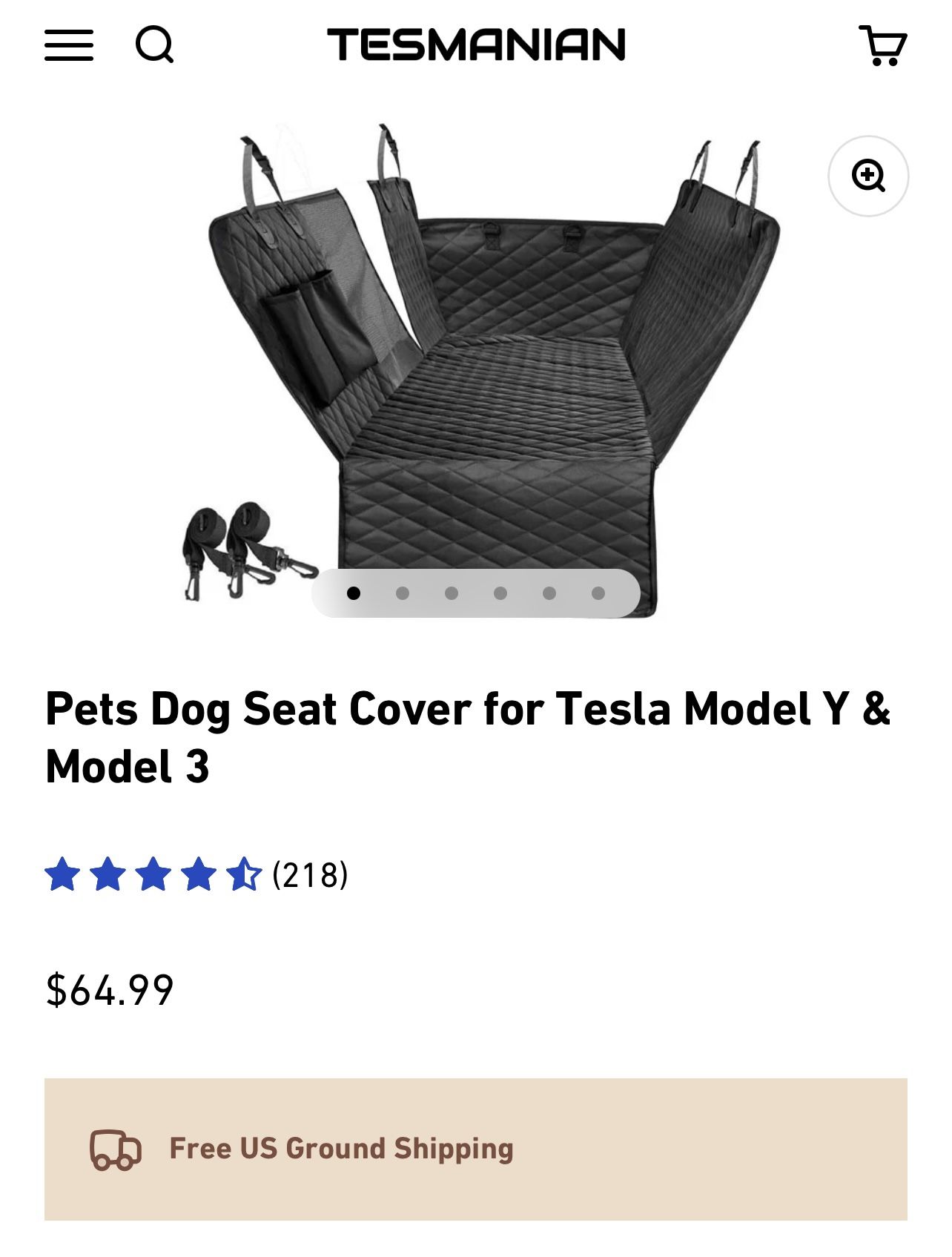 Pets Dog Seat Cover for Tesla Model Y & Model 3