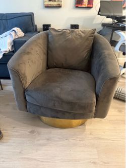 Safavieh Velvet Swivel Accent Chair - Charcoal/Gold - Excellent Condition - $250 OBO