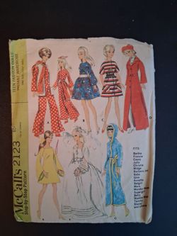 Mccall's  1969  barbie clothes sewing pattern