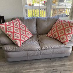 Gray Leather Sofa 