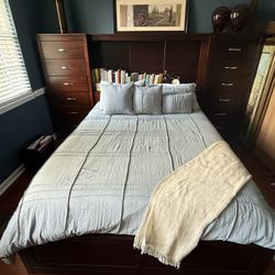 Bed With All-In-One Cabinet And Shelf
